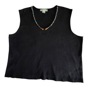 Bamboo Trader women's Black Sweater Vest 3X 100% cotton RN 58208